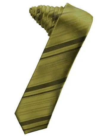 Berry Striped Satin Skinny Necktie