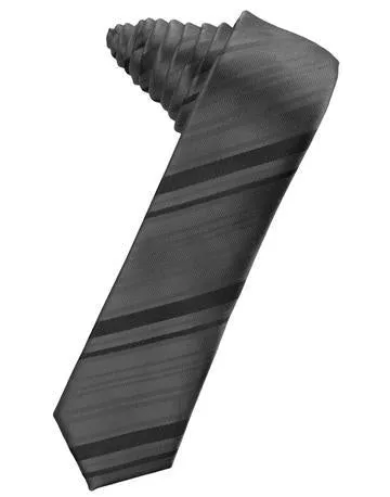 Berry Striped Satin Skinny Necktie