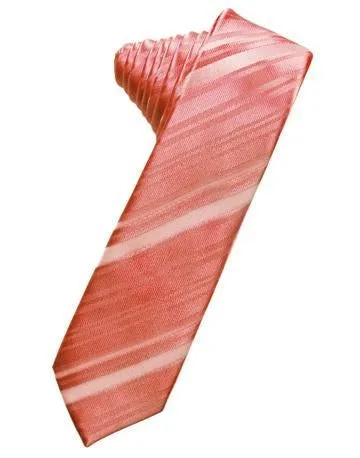 Berry Striped Satin Skinny Necktie