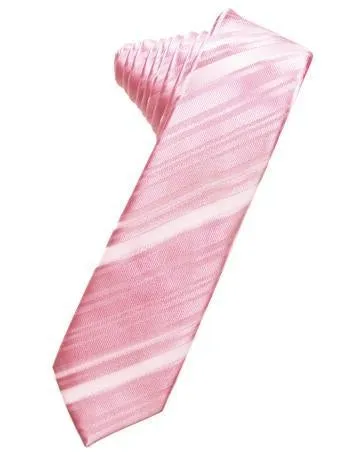 Berry Striped Satin Skinny Necktie