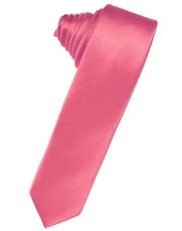 Coral Luxury Satin Skinny Necktie