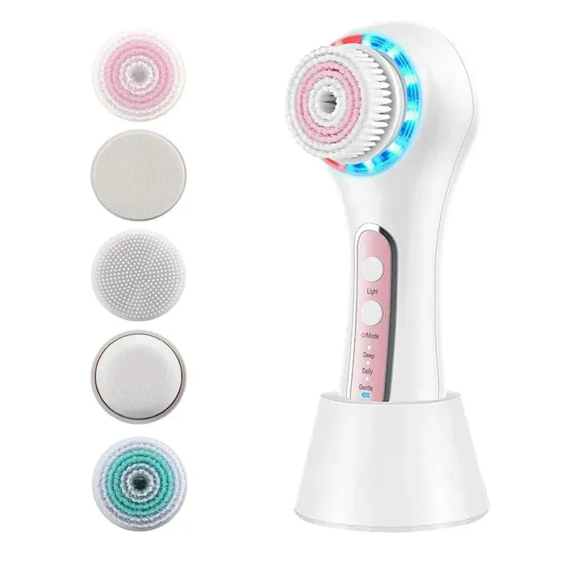 Electric Facial Cleansing Brush with LED & IPX7 Waterproof Technology