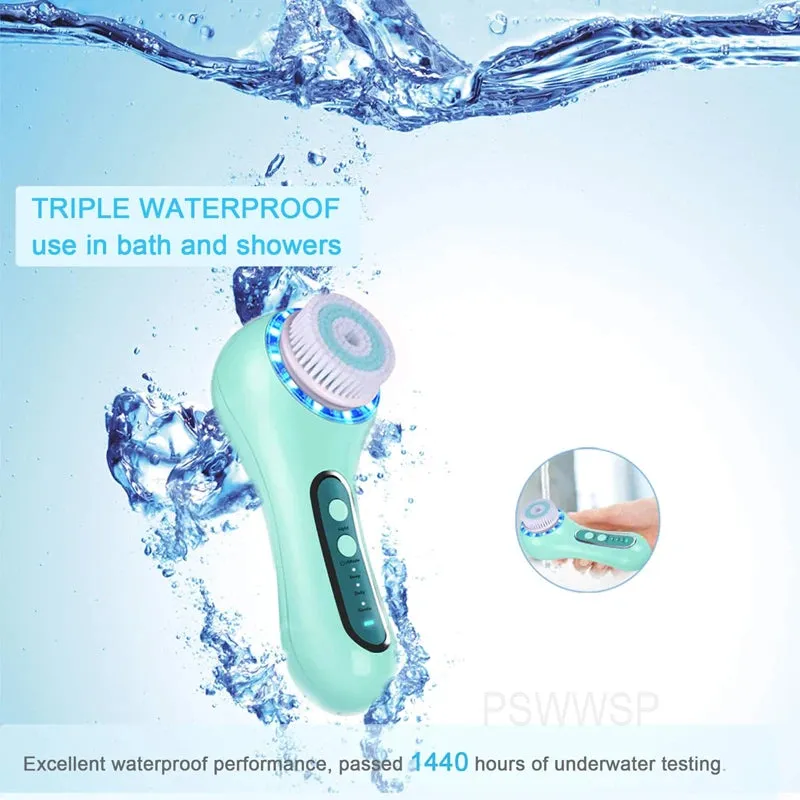 Electric Facial Cleansing Brush with LED & IPX7 Waterproof Technology