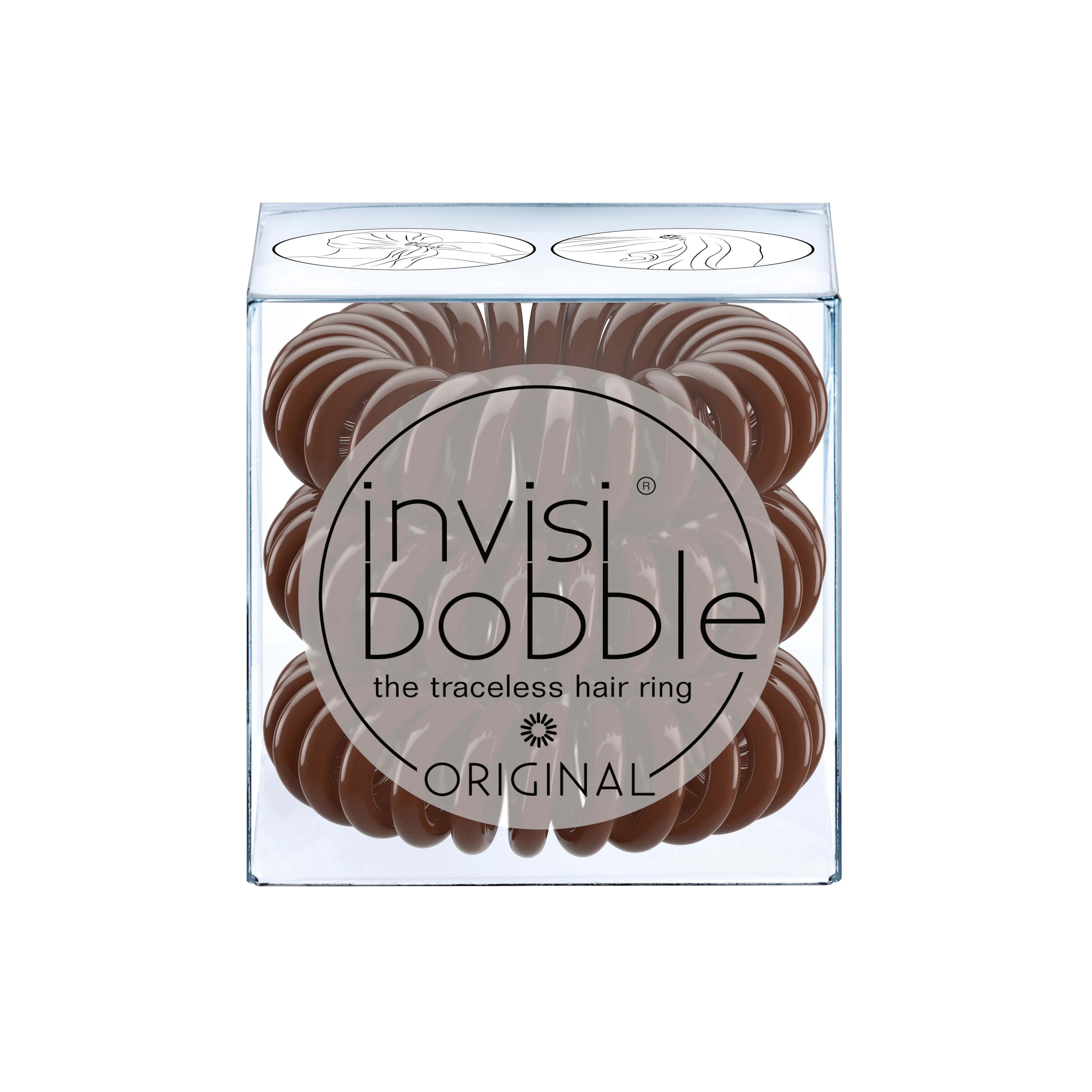 INVISIBOBBLE ORIGINAL Pretzel Brown Hair Ties, 3 Pack - Traceless, Strong Hold, Waterproof - Suitable for All Hair Types