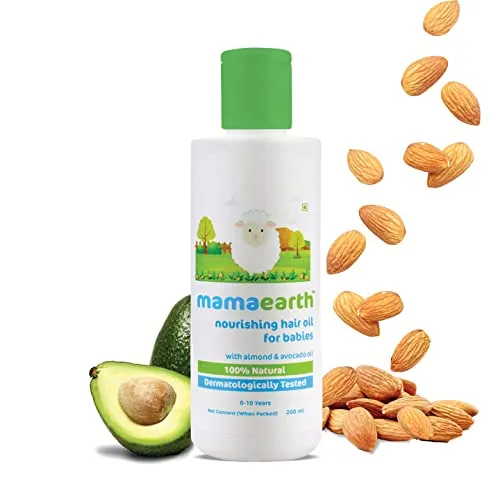 Mamaearth Nourishing Baby Hair Oil, with Almond & Avocado Oil - 200 ml, 1 piece