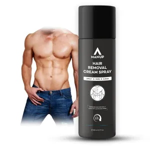 Man-Up Hair Removal Cream Spray | Painless Hair Remover Spray for Chest, Back, Armpits, Legs, Arms & Intimate Areas | Pleasant Smell | For Men – 200ml (Pack of 3)