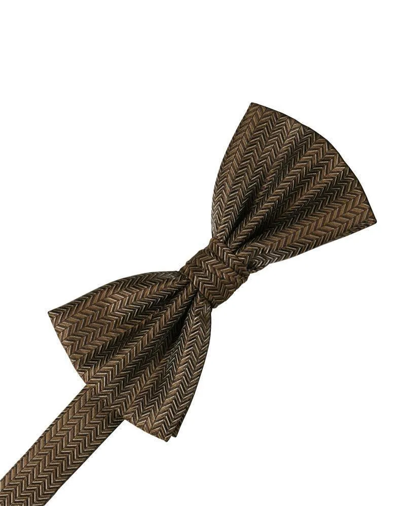 Peach Herringbone Bow Tie