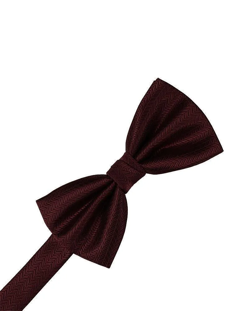 Plum Herringbone Bow Tie