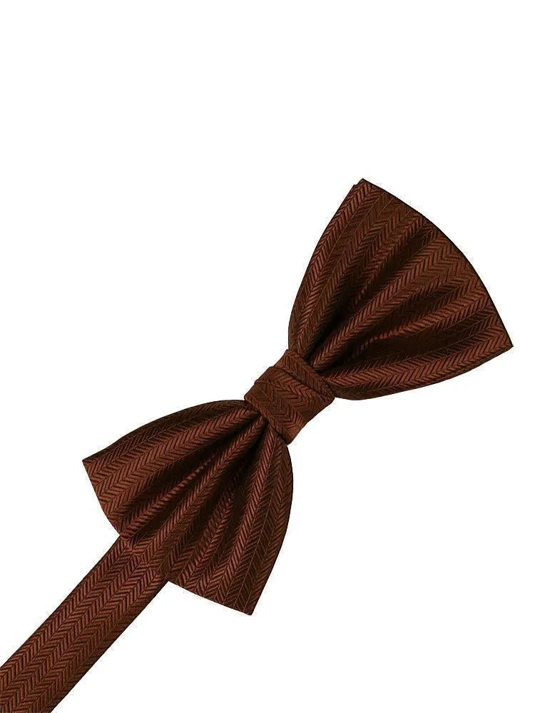 Plum Herringbone Bow Tie