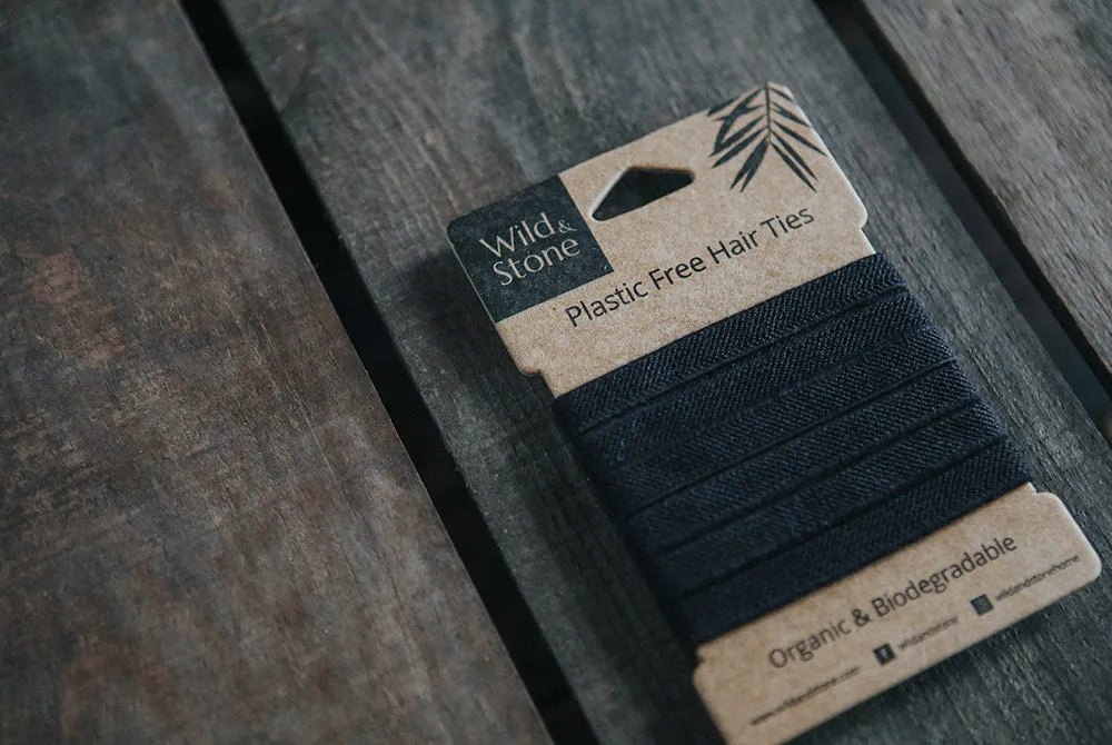 Wild & Stone Plastic Free Hair Ties - Black 6 Pack