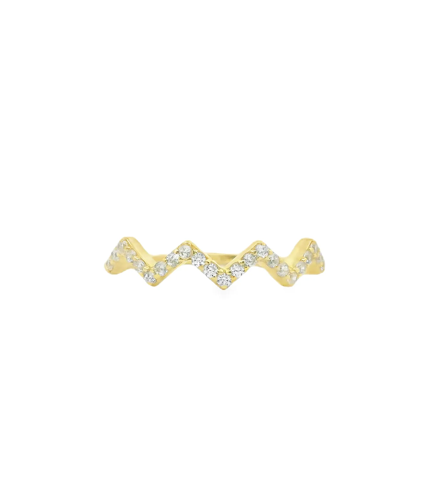 Zig Zag Pave Ring In Vermeil